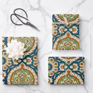 Decorative Vintage Arabic Floral Pattern Wrapping Paper Sheet
