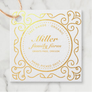 Decorative vintage border egg carton foil tag
