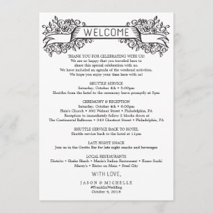 Decorative Wedding Itinerary - Wedding Welcome Programme