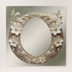 Decorative White Flowers Jigsaw Puzzle