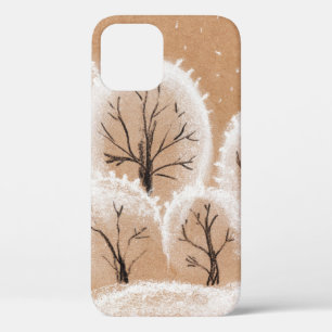Decorative white trees. Winter branches. A hand-dr iPhone 12 Case