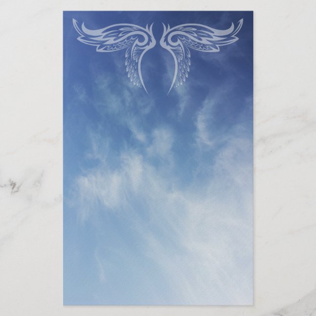 Decorative Wings on Cloud Photo Stationery (Front)