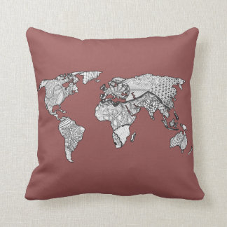 Decorative World Map Any Colour Cushion