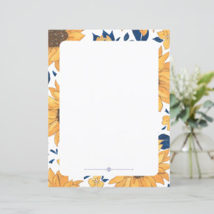 Decorative writing paper with a sunflower design.
