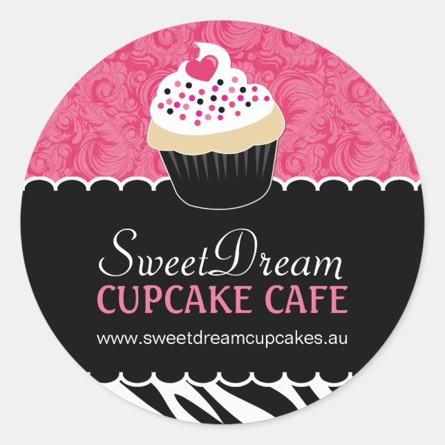 Decorative Zebra Print Cupcake Jar Stickers (Front)