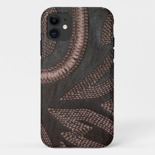 Decoratively Sewn Brown Vintage Leather Pattern Ca Case-Mate iPhone Case
