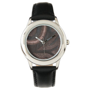 Decoratively Sewn Brown Vintage Leather Watch