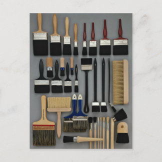 Decorator's brushes in different sizes postcard