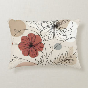 Decorous Minimalist Floral Terracotta & Neutrals Decorative Cushion