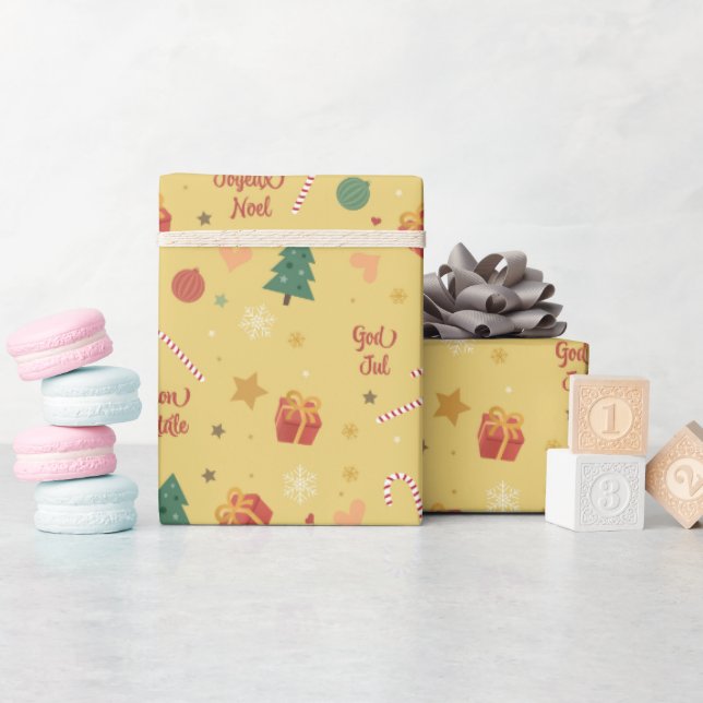 Decotrative Retro Christmas pattern  Wrapping Paper (Baby Shower)