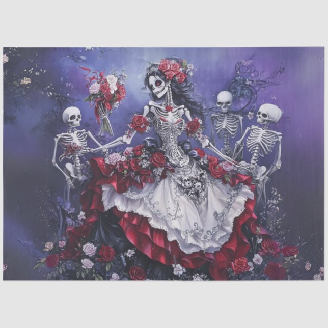 Decouapge Gothic Elegant Dancer White Red Dress  Tissue Paper (Front)