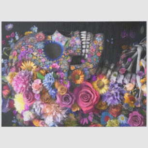 Decoupag3 Skull Bright Flowers Mixed Media Tissue Paper