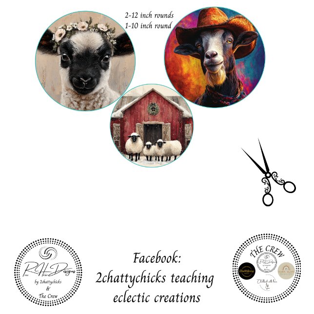 Decoupage 12 & 10" Round Farm Animals  Tissue Paper (Creator Uploaded)