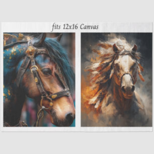 Decoupage 12x16 Stallion Horse Steampunk & Western Tissue Paper