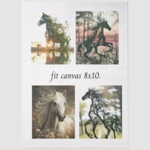 Decoupage 4 Horse Designs Fit 8x10 Canvas Tissue Paper
