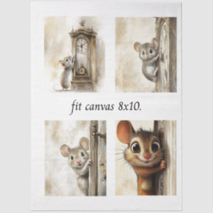 Decoupage 4 Mice Papers Fit 8 x 10 Canvas Tissue Paper