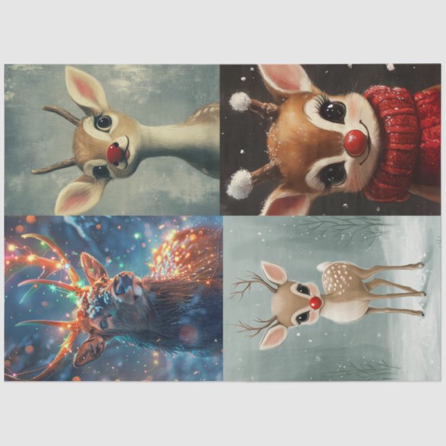 Decoupage 4 Scrapbooking Christmas Reindeer Design Tissue Paper (Front)