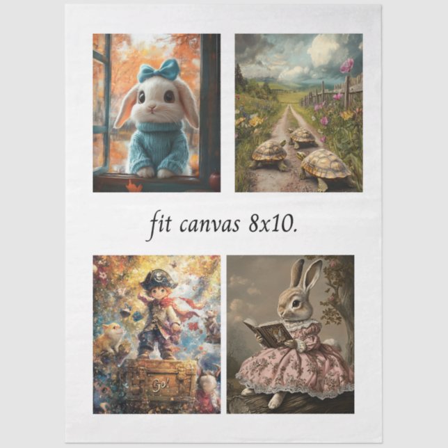 Decoupage 4 Storybook Papers for 8 x 10 Canvas Tissue Paper (Front)