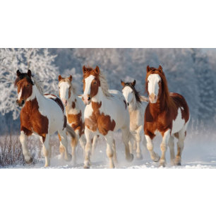 Decoupage 5 Pinto Galloping Snow Covered Field Tissue Paper