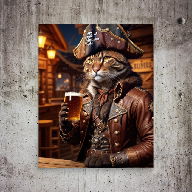 Decoupage - A pirate cat drinking beer -  Tissue Paper (Creator Uploaded)