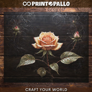 Decoupage - A single pink rose on black -  Tissue Paper