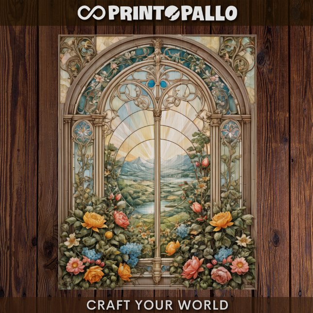 Decoupage - A stained window with flowers (Creator Uploaded)