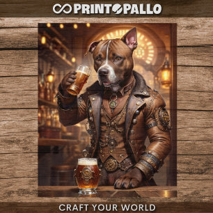 Decoupage - A steampunk pitbull and beer - Tissue Paper