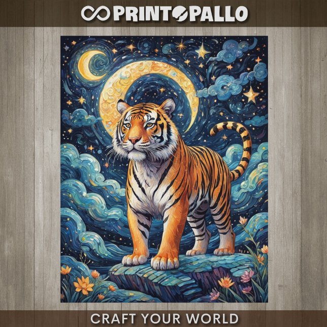 Decoupage - A tiger in a Van Gogh world -  Tissue Paper (Creator Uploaded)