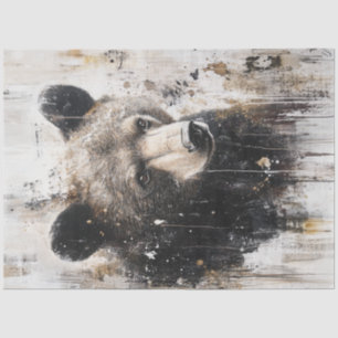 Decoupage Abstract Art Bear Painting Textured  Tissue Paper