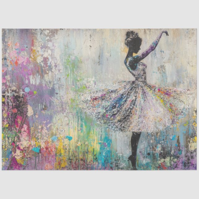 Decoupage Abstract Ballerina Vibrant Colours Tissue Paper (Front)