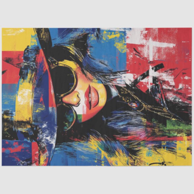 Decoupage Abstract Deco Woman Art Piece Tissue Paper (Front)