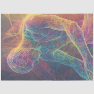 Decoupage Abstract Glowing Light Human Figure Tissue Paper