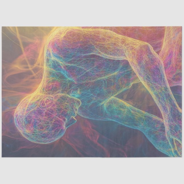 Decoupage Abstract Glowing Light Human Figure Tissue Paper (Front)
