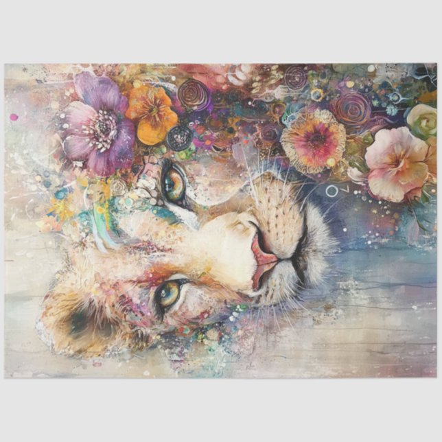 Decoupage Abstract Lions Face Artistic Element  Tissue Paper (Front)