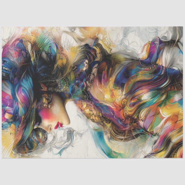 Decoupage Abstract Patterns Woman Hat  Tissue Paper (Front)