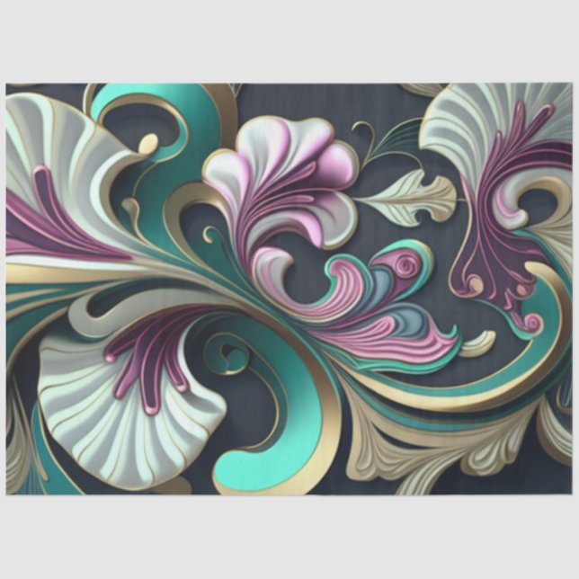 Decoupage Abstract Swirl Pattern Purple Pink Hue   Tissue Paper (Front)