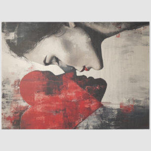 Decoupage Abstract Valentine Heart Couple Tissue Paper