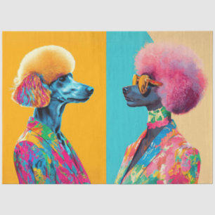 Decoupage Abstract Vibrant Coloured Poodles  Tissue Paper