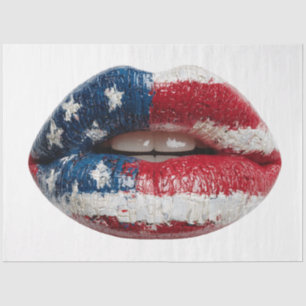 Decoupage American Flag Lips Tissue Paper