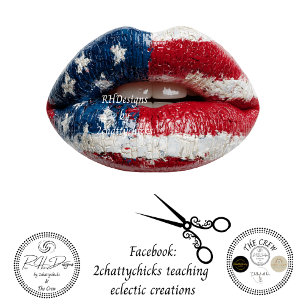 Decoupage American Flag Lips  Tissue Paper