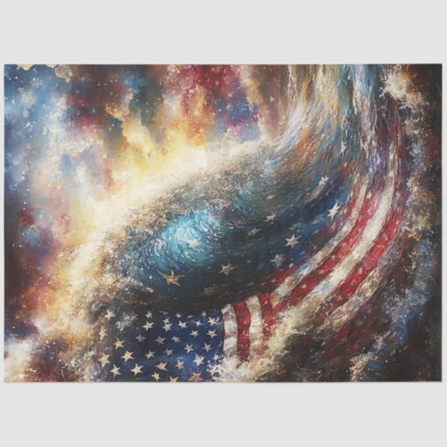 Decoupage American Flag Ocean Wave Patriotic  Tissue Paper (Front)