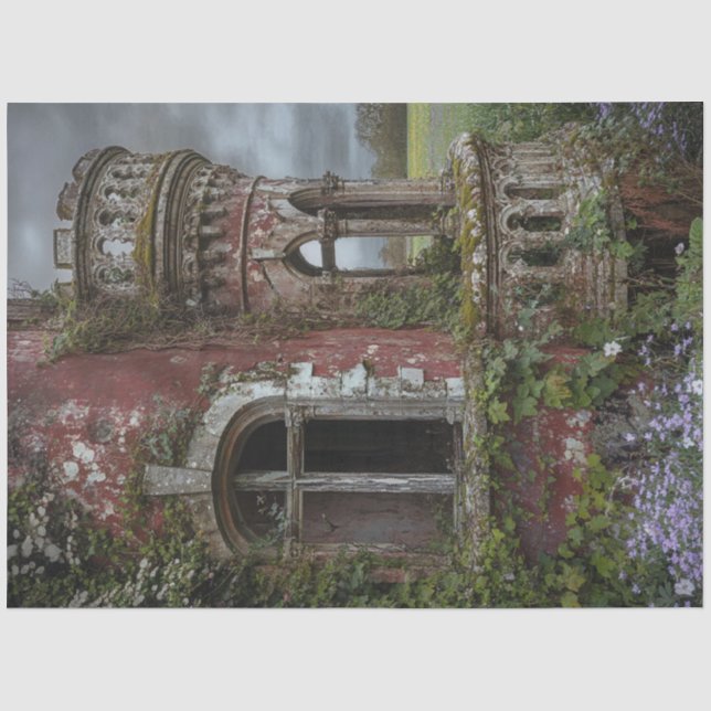 Decoupage Ancient Irish Castle Overgrown Ivy  Tissue Paper (Front)