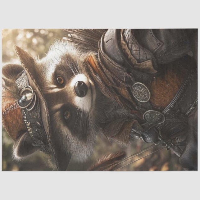 Decoupage Anthropomorphic Racoon Robyn Hood Tissue Paper (Front)