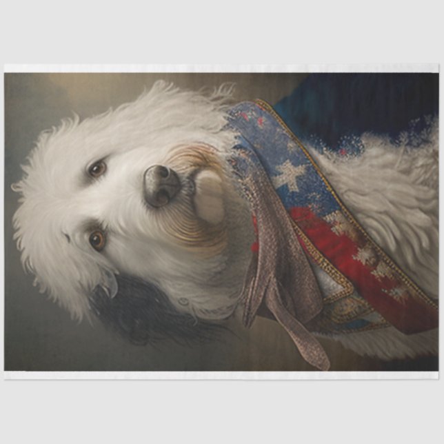 Decoupage Australian Shepherd George Washington  Tissue Paper (Front)
