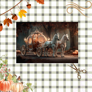 Decoupage Autumn Carriage White Horses Tissue Paper