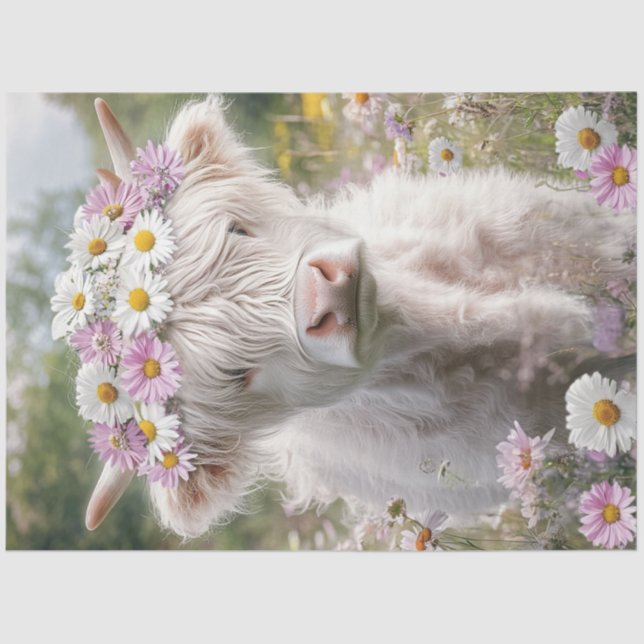 Decoupage Baby Highland Floral Pink Meadow  Tissue Paper (Front)