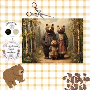 Decoupage Bear Family Jason, Andrea & Alizabeth Tissue Paper