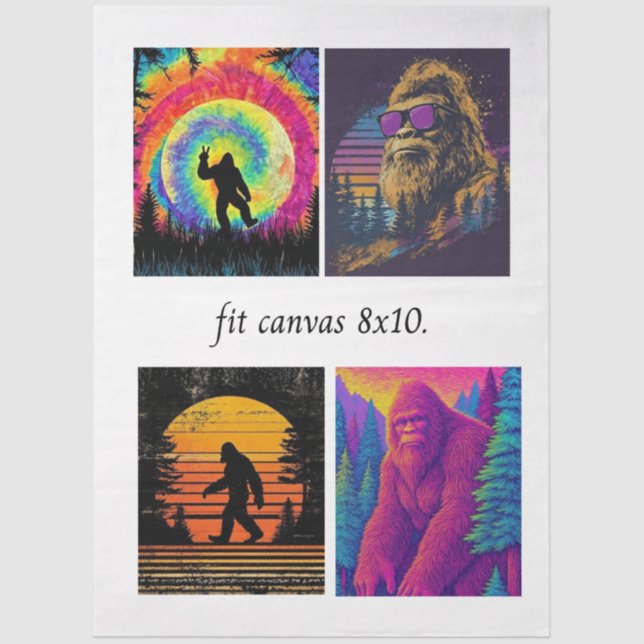 Decoupage Bigfoot For 8 x 10 Canvas Tissue Paper (Front)