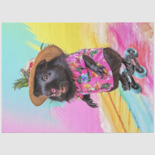 Decoupage Black Otter Skating Tropical Colours Tissue Paper