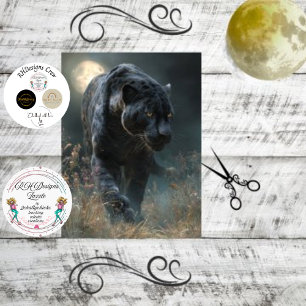 Decoupage Black Rosetta Jaguar Moonlit Night  Tissue Paper